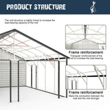 23' x 22' Double Garage Metal Shed with Side Entry Door