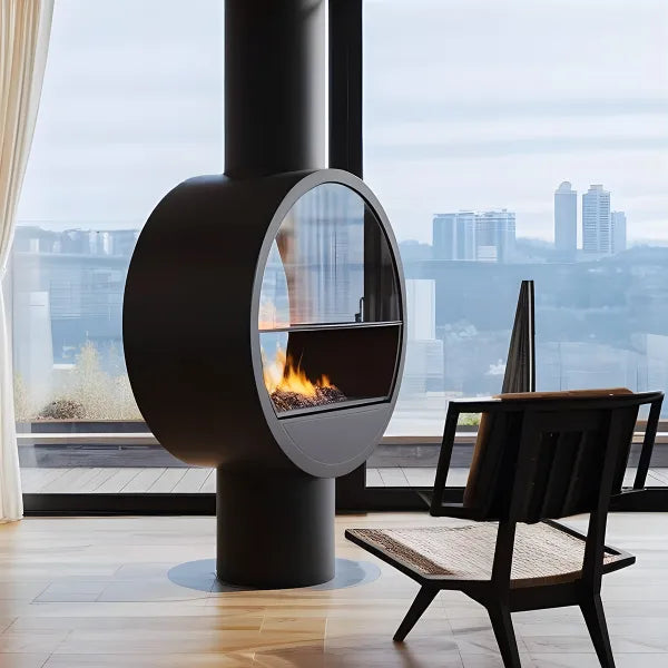 HearthArtSinn Ash 1 Artistic Ring Hanging Wood Burning Fireplace