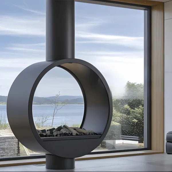 HearthArtSinn Ash 1 Artistic Ring Hanging Wood Burning Fireplace