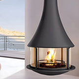 HearthArtSinn Ash 2 Cylindrical Hanging Glass Wood Burning Fireplace