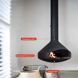 HearthArtSinn Shine 2 Luxury Hanging Trumpet-Shaped Real Fire Fireplace