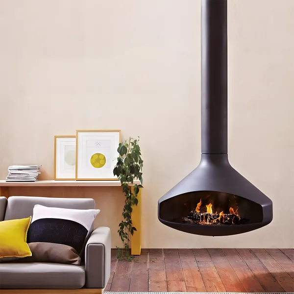 HearthArtSinn Shine 2 Luxury Hanging Trumpet-Shaped Real Fire Fireplace