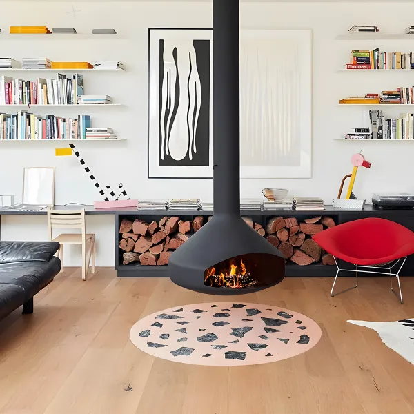 HearthArtSinn Shine 2 Luxury Hanging Trumpet-Shaped Real Fire Fireplace