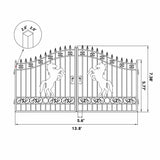 Chery Industrial 14x8 ft Steel Dual Swing Driveway Gate with Horse Pattern
