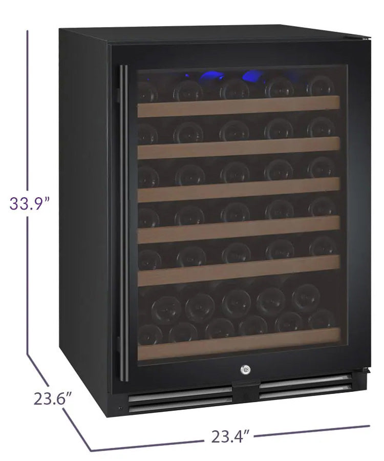 Allavino FlexCount Series 56 Bottle Single Zone Built-In Wine Refrigerator with Black Door Right Hinge VSWR56-1BR20