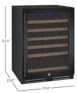 Allavino FlexCount Series 56 Bottle Single Zone Built-In Wine Refrigerator with Black Door Right Hinge VSWR56-1BR20