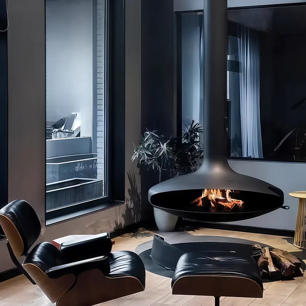 Luxury Hanging Disc-Shaped Real Fire Fireplace Shine 1