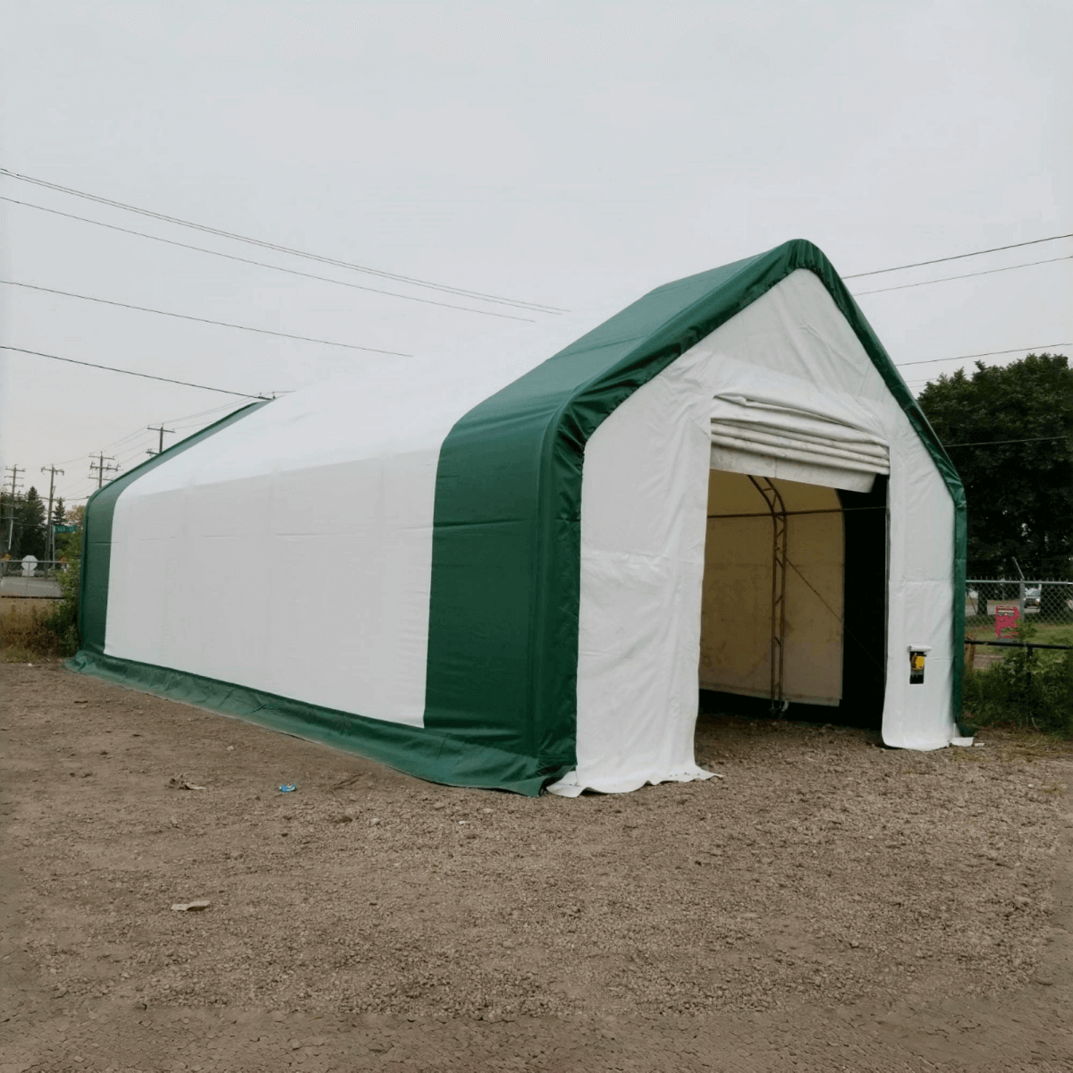 Chery Industrial Gold Mountain Double Truss Arch Storage Shelter 20′ W × 40′ L × 16′ H