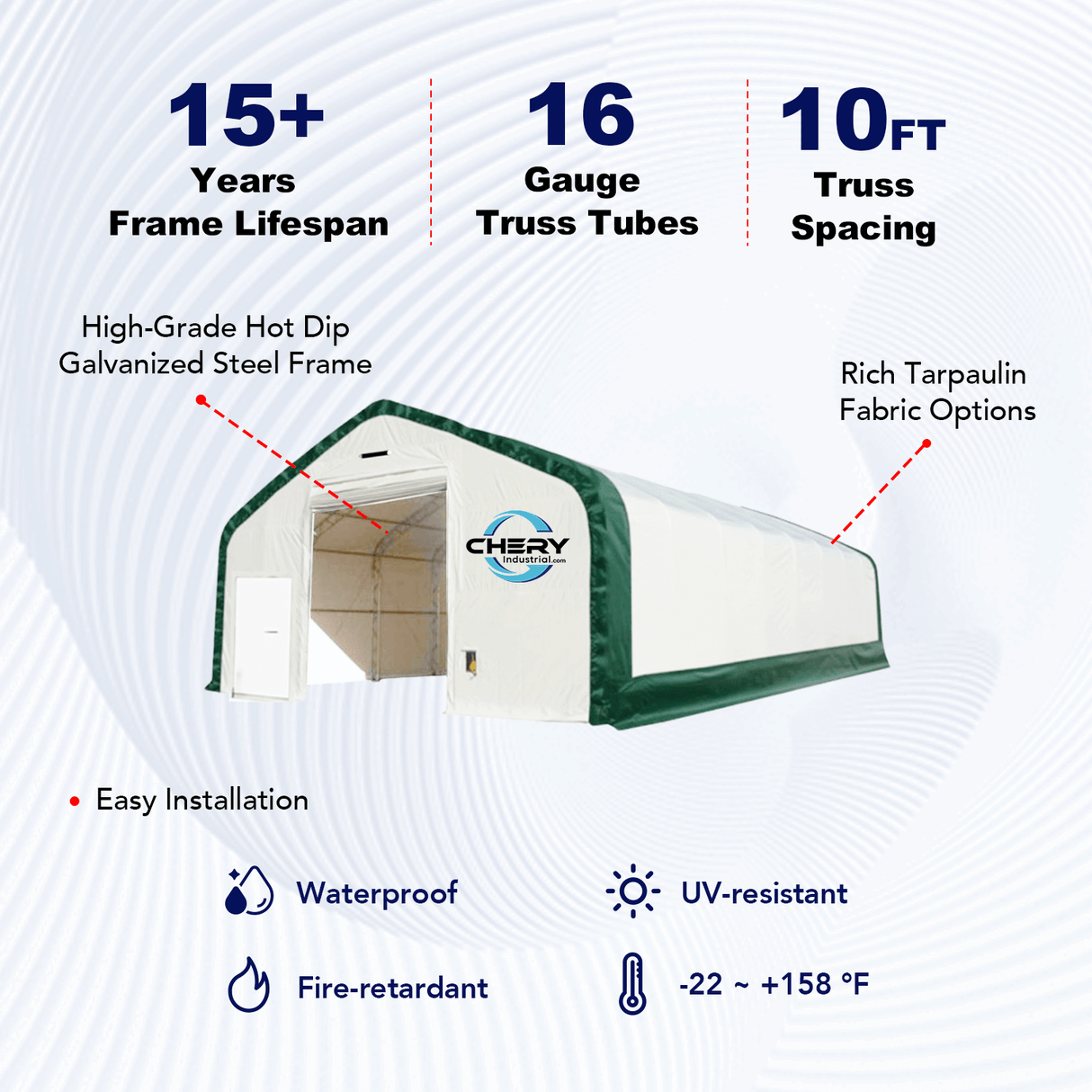 Double Truss Arch Storage Shelter 30′ W × 80′ L × 20′ H