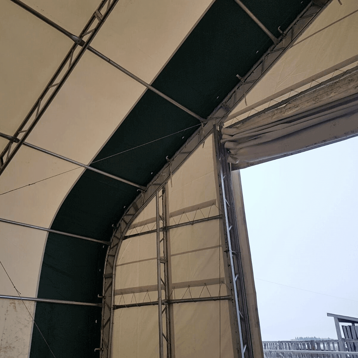 Double Truss Arch Storage Shelter 30′ W × 80′ L × 20′ H