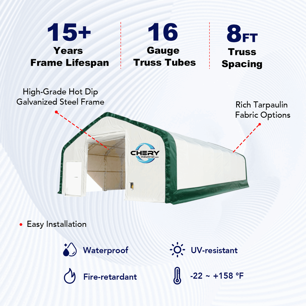 Double Truss Storage Shelter 40′ W × 80′ L × 23′ H
