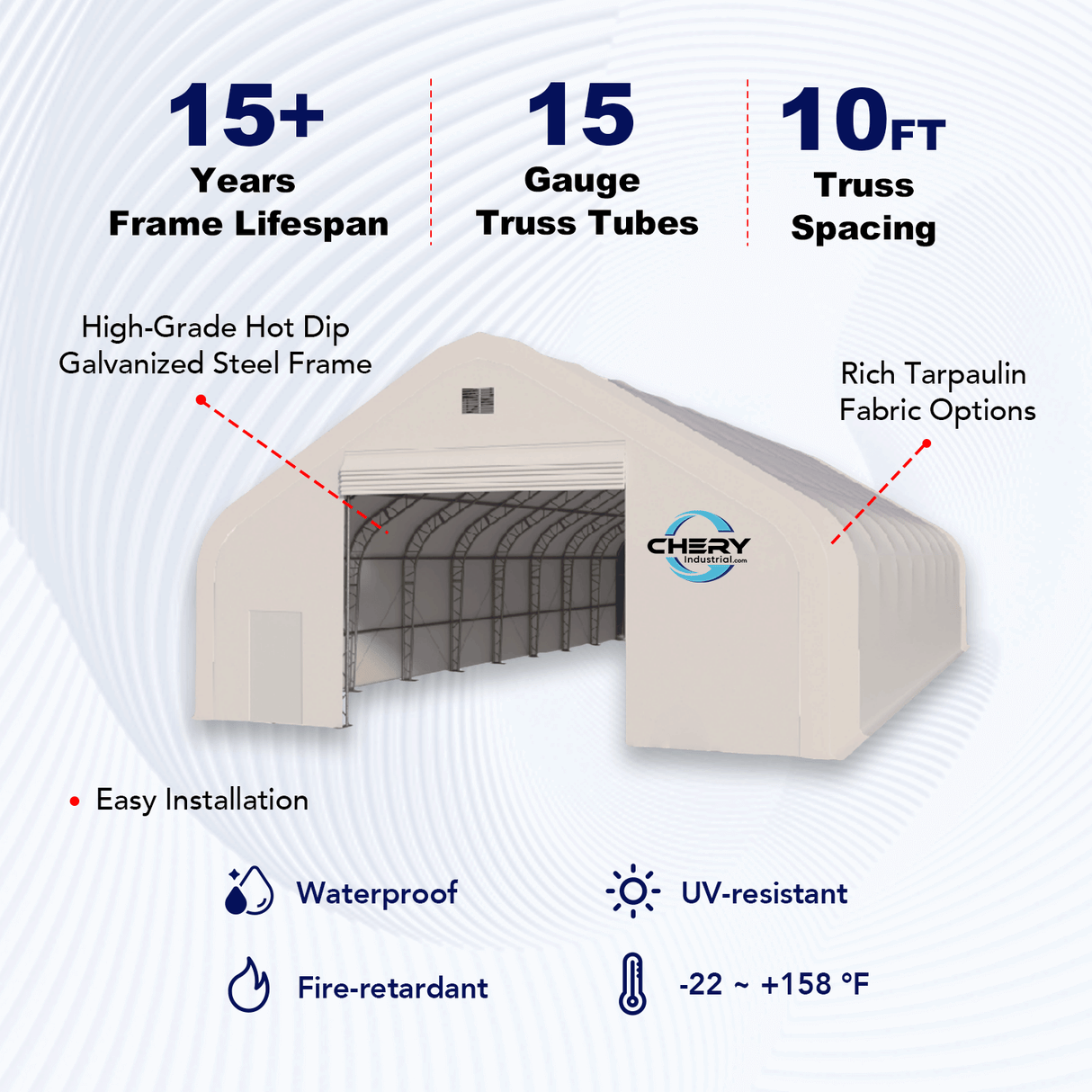 Double Truss Storage Shelter 50′ W × 80′ L × 23′ H