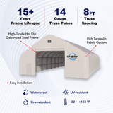 Double Truss Storage Shelter 70′ W × 120′ L × 28′ H