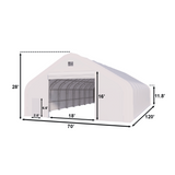 Double Truss Storage Shelter 70′ W × 120′ L × 28′ H