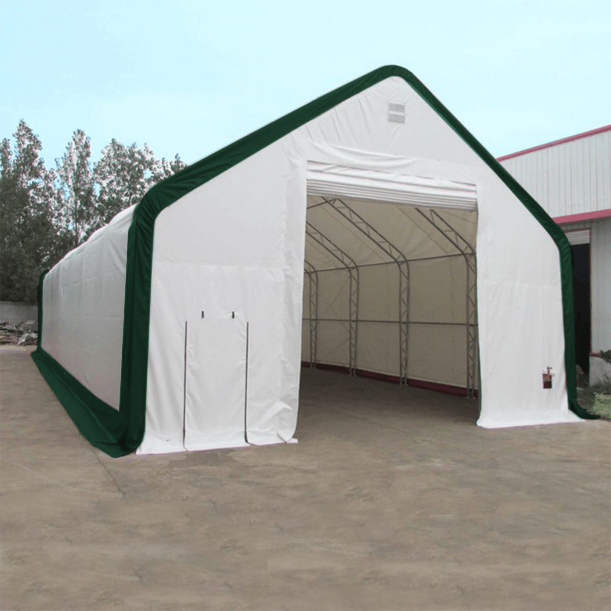 Chery Industrial Gold Mountain Double Truss Arch Storage Shelter 30′ W × 40′ L × 20′ H