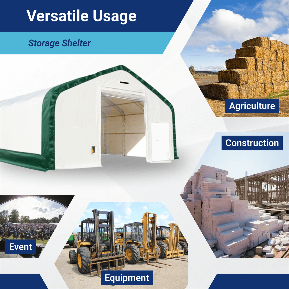 Double Truss Storage Shelter 40′ W × 80′ L × 23′ H