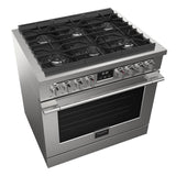 Fulgor Milano Accento 36” 5.7 cu. ft Stainless Steel Dual Fuel Professional Range F4PDF366S1