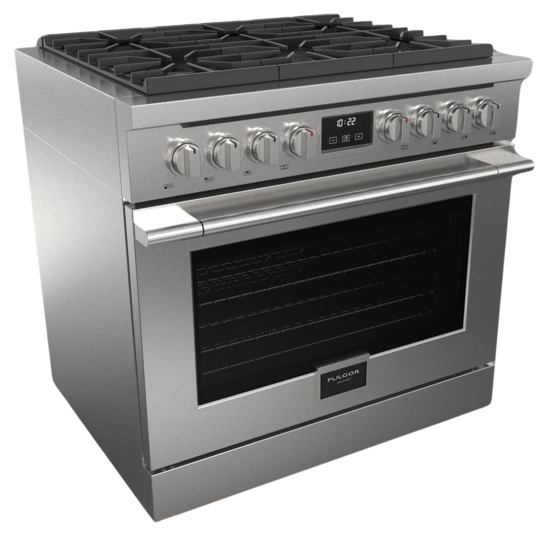 Fulgor Milano Accento 36” 5.7 cu. ft Stainless Steel All Gas Range F4PGR366S2