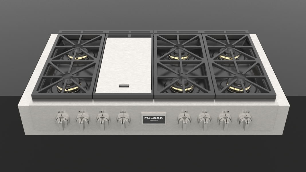 Fulgor Milano Sofia 48” 6-Burner Stainless Steel Gas Rangetop with Griddle F6GRT486GS1