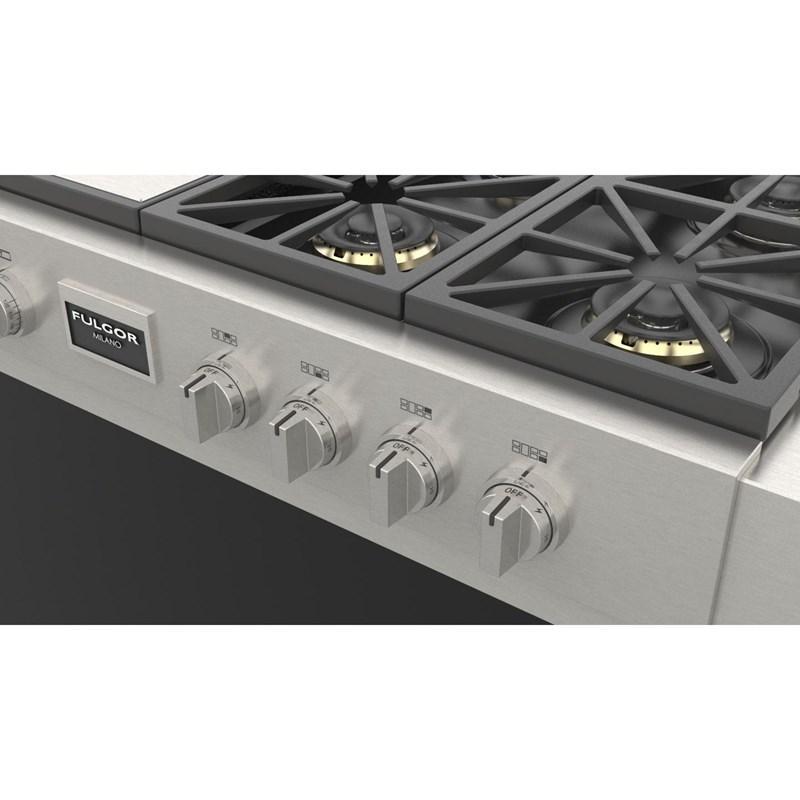 Fulgor Milano Sofia 48” 6-Burner Stainless Steel Gas Rangetop with Griddle F6GRT486GS1