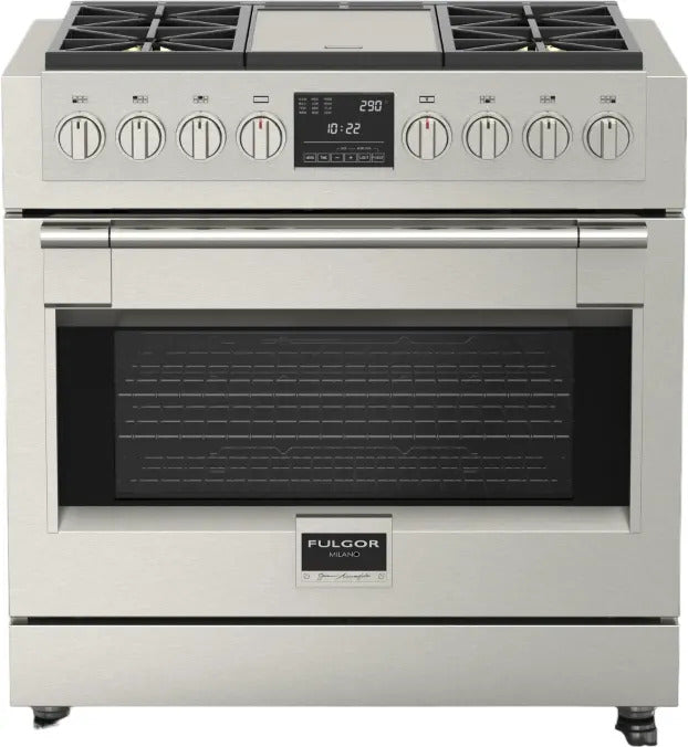 Fulgor Milano Sofia 36” 5.7 cu. ft Stainless Steel Dual Fuel Range with Griddle F6PDF364GS1