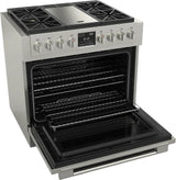 Fulgor Milano Sofia 36” 5.7 cu. ft Stainless Steel Dual Fuel Range with Griddle F6PDF364GS1
