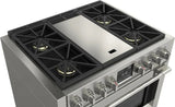Fulgor Milano Sofia 36” 5.7 cu. ft Stainless Steel Dual Fuel Range with Griddle F6PDF364GS1