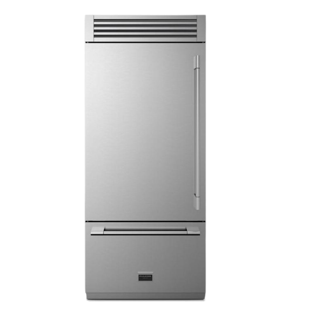 Fulgor Milano 36” 18.5 cu. ft. Stainless Steel Built‑In Bottom Freezer Refrigerator F7PBM36S2-L