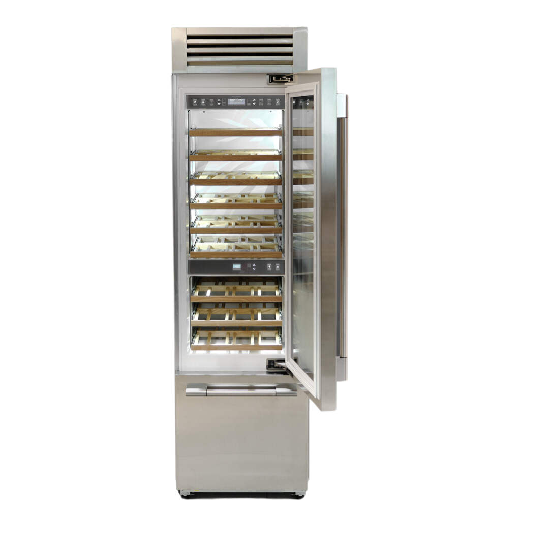Fulgor Milano 24” 54‑Bottle Tri‑Zone Wine Cooler Stainless Steel Right Hinge F7PBW24S2-R