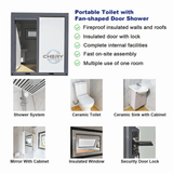 Portable Toilet with Fan‑Shaped Door Shower