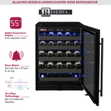 Allavino Reserva Series 100‑Bottle 34″ Tall Dual Zone Black Stainless Steel Side‑by‑Side Wine Cooler Refrigerator BF 2X‑BDW5034S‑1BS