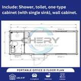 Chery Industrial Portable Office 7ft x 20ft with Bathroom