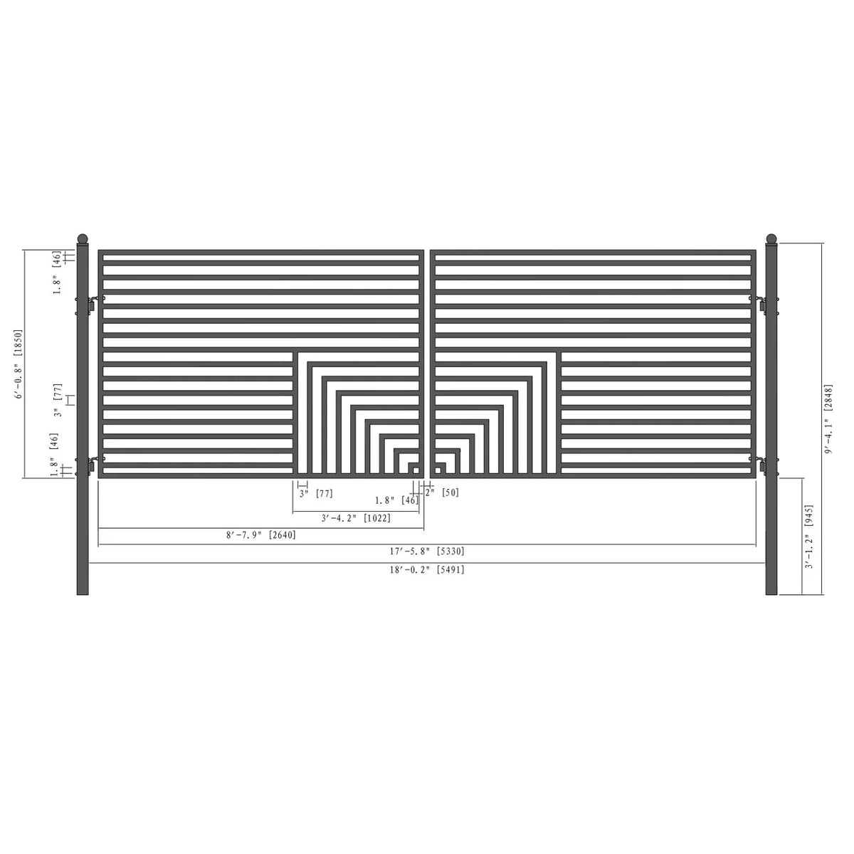 Aleko Florence Style 18 FT Steel Dual Swing Driveway Gate with Pedestrian Gate