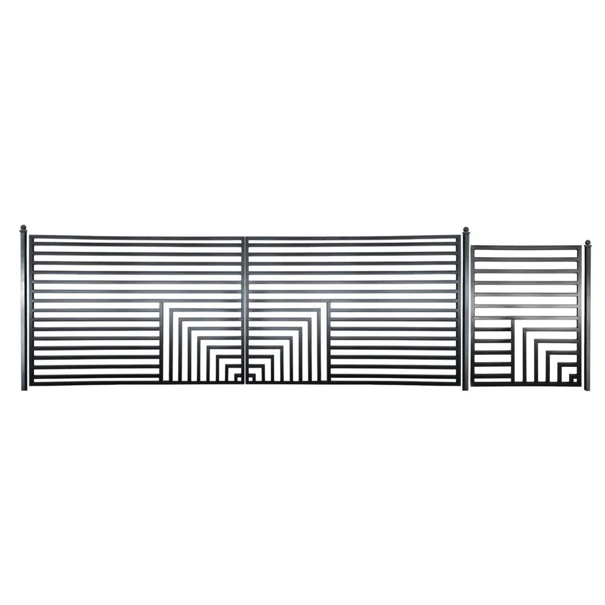 Aleko Florence Style 18 FT Steel Dual Swing Driveway Gate with Pedestrian Gate