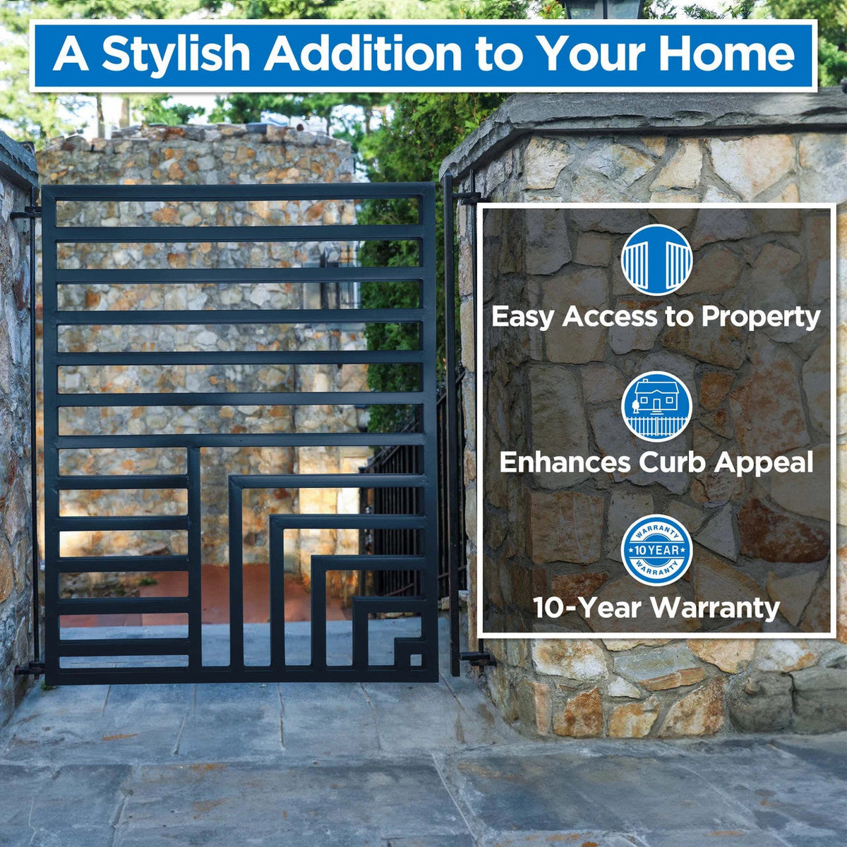 Aleko Florence Style 18 FT Steel Dual Swing Driveway Gate with Pedestrian Gate