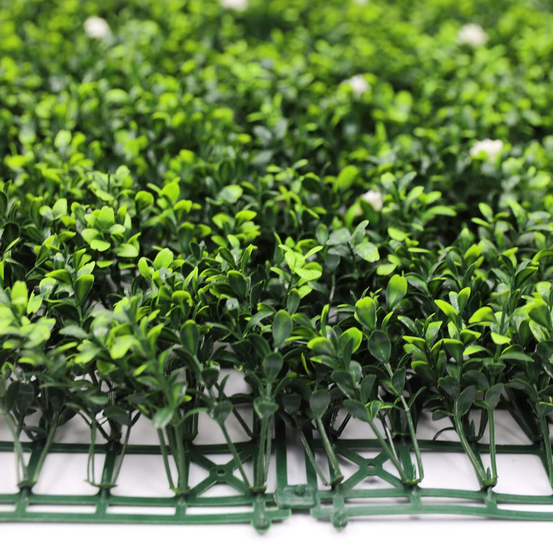 Designer Plants USA White Flowering Artificial Boxwood Wall 40" x 40" Commercial Grade