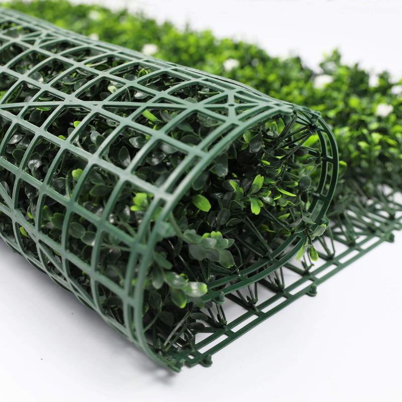Designer Plants USA White Flowering Artificial Boxwood Wall 40" x 40" Commercial Grade