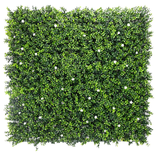 Designer Plants USA White Flowering Artificial Boxwood Wall 40" x 40" Commercial Grade