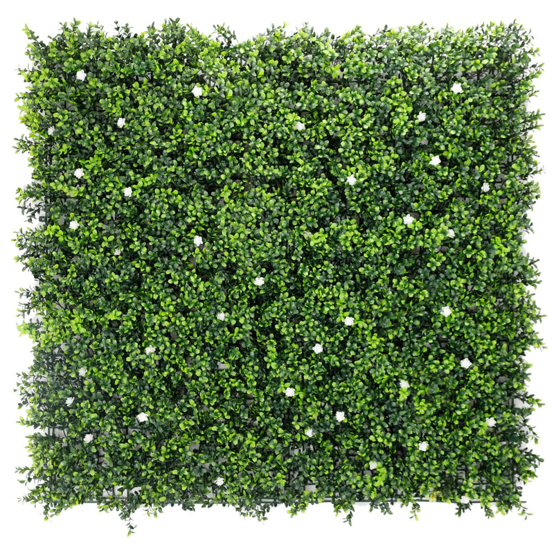 Designer Plants USA White Flowering Artificial Boxwood Wall 40" x 40" Commercial Grade