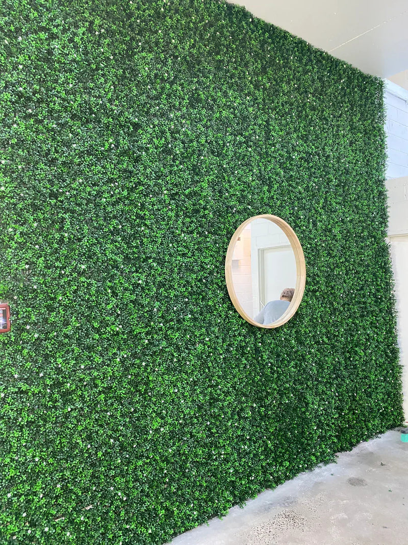 Designer Plants USA White Flowering Artificial Boxwood Wall 40" x 40" Commercial Grade