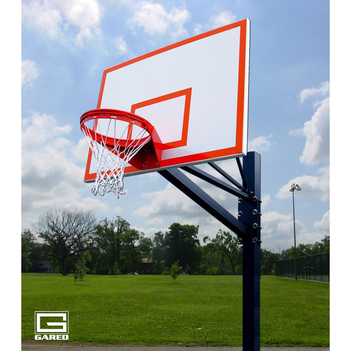 Gared Endurance 42" x 60" Steel Playground Basketball System Fixed Double Rim Outdoor Court GP104S60