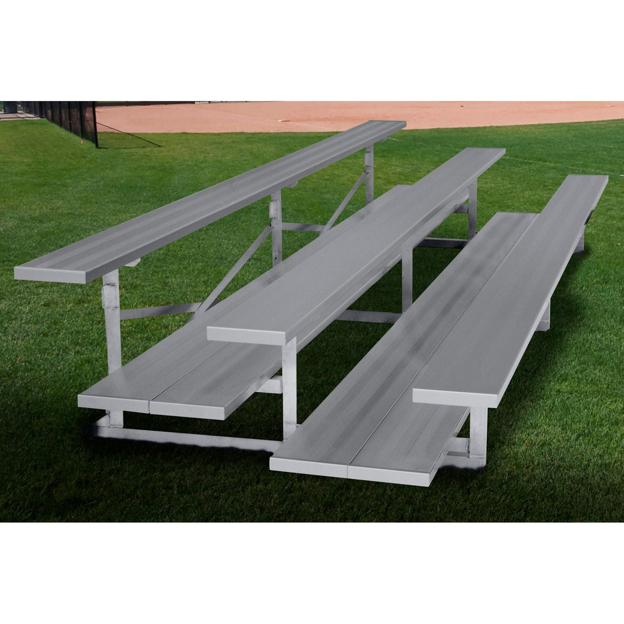 Gared Spectator Stationary Low-Rise Bleacher 3-Row 21′ Double Foot Plank Seating GSNB0321DFLR