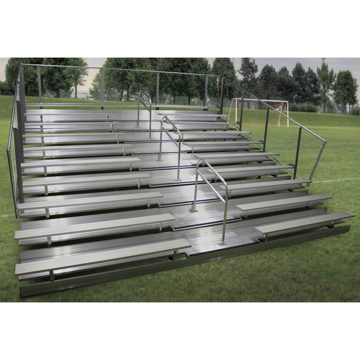 Gared Spectator Stationary 27' 8-Row Double Footplank Aisle Bleacher GSNB0827WA