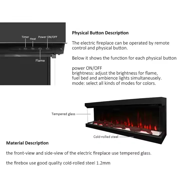 HearthArtSinn Luminex Modern 3D Insertable Electric Fireplace with Logs and Crystals