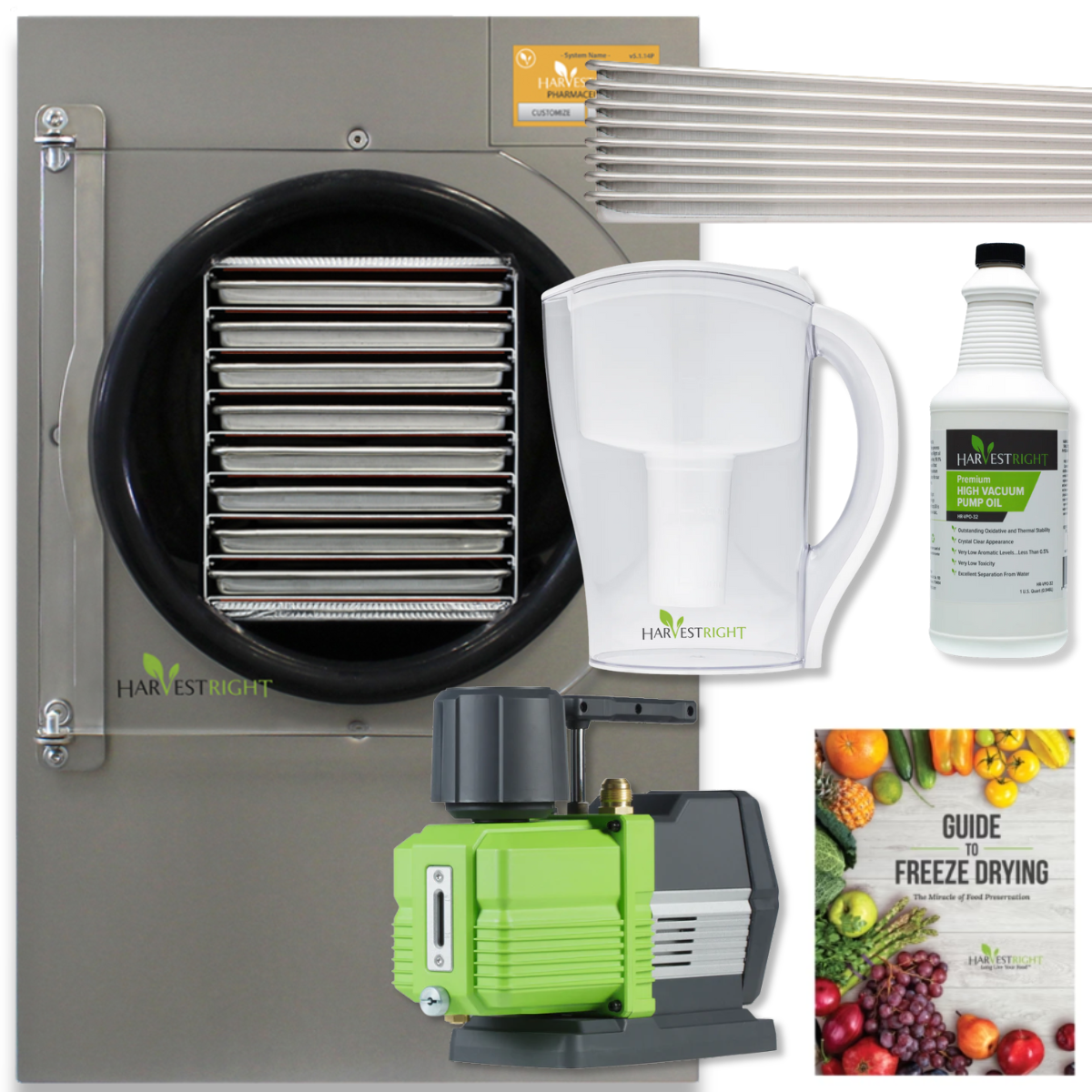 Harvest Right Large Pharmaceutical Pro Freeze Dryer with Premier Vacuum Pump and 8 Trays in Stainless Steel