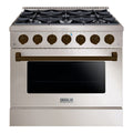 Hallman Bold Series 36" Dual Fuel Freestanding Range with Bronze Trim