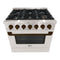 Hallman Bold Series 36" Dual Fuel Freestanding Range with Bronze Trim