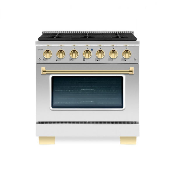 Hallman Bold Series 36" Gas Freestanding Range with Brass Trim