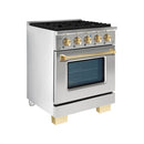 Hallman Bold Series 30" Dual Fuel Freestanding Range with Brass Trim