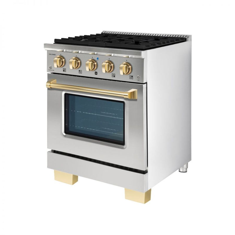 Hallman Bold Series 30" Gas Freestanding Range with Brass Trim